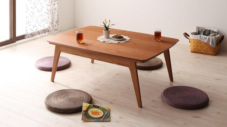 天然木チェリー材使用 おしゃれ北欧デザイン こたつテーブル | Sugure 